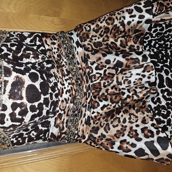 Leopard Print Strapless Dress - Picture 1 of 3